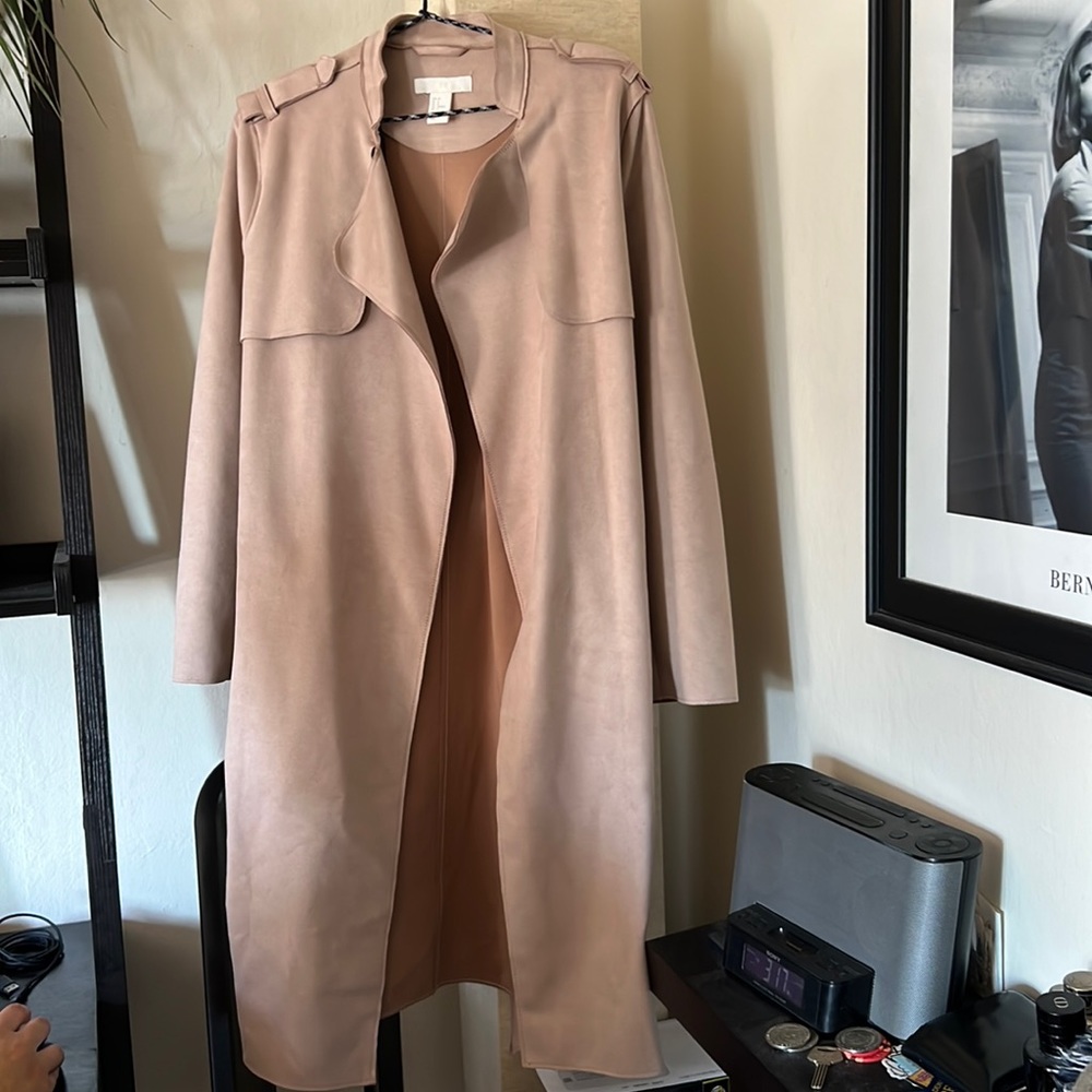 H&m suede like material tan beige coat